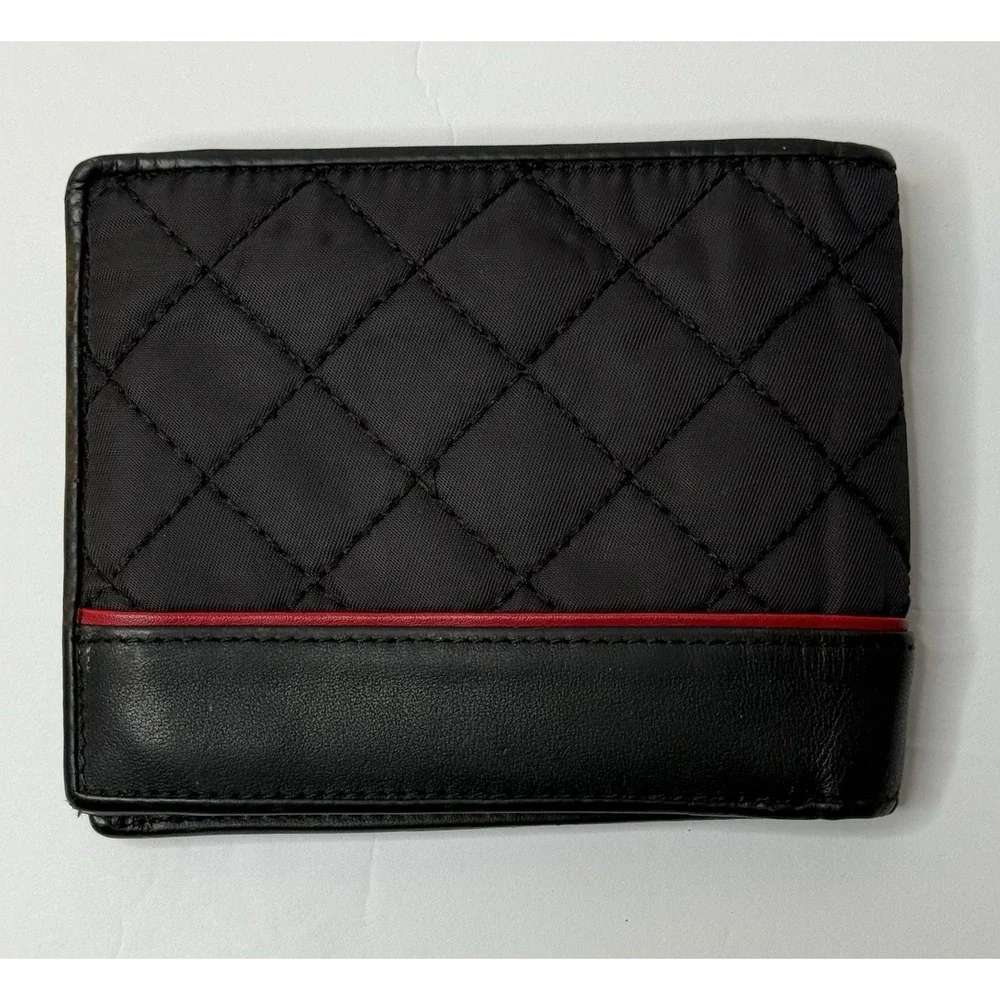 BMW M Series Quilted Nylon & Leather Bifold Wallet Black Car Lover Rare Dad